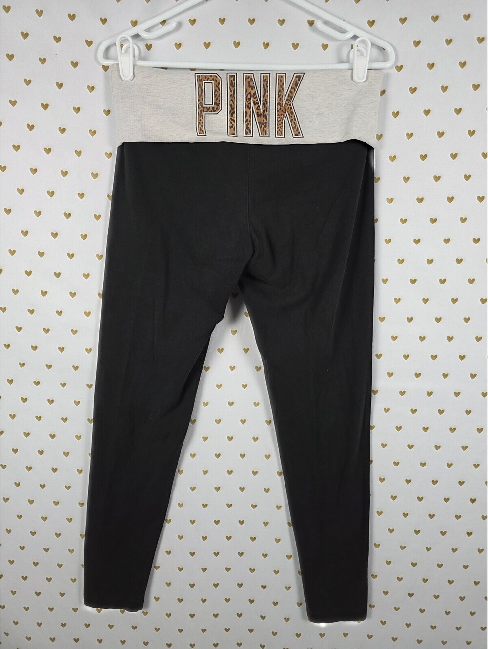 Victorias Secret PINK Cheetah Leopard Ankle Skinny Foldover Yoga Pants Medium